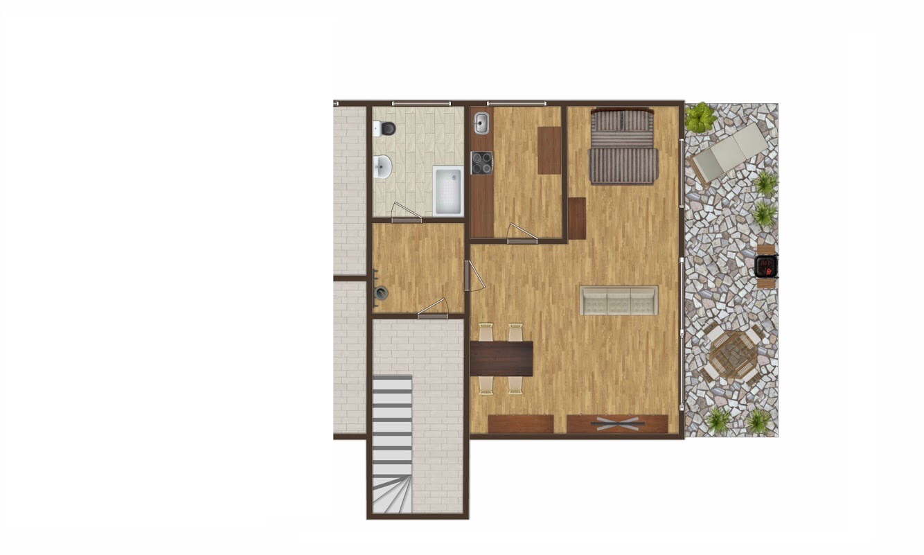 Grundriss-Skizze Ferienwohnung Lirum (Gartengeschoss)