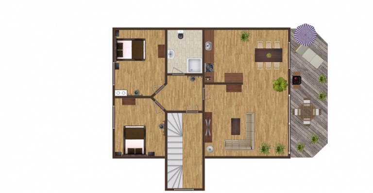 Grundriss-Skizze Ferienwohnung Löffelstiel (Dachgeschoss)
